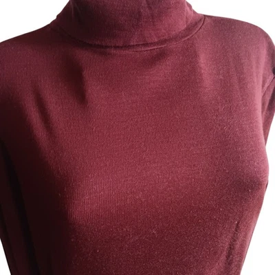 Women's Large Vintage 70's Single Stitch Brown Turtleneck Zipback Pullover  - Image 1 of 4