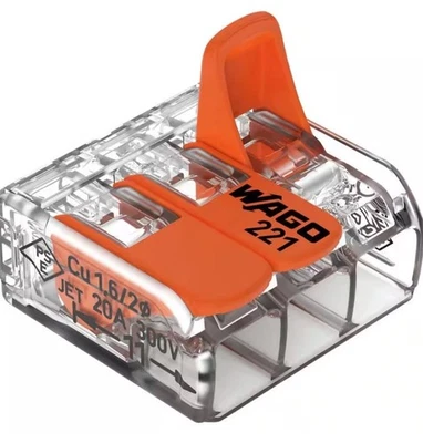 WAGO 221-413 Lever-Nuts 3 Port Conductor Compact Wire 3 Connectors (50/Pack) - Image 1 of 4