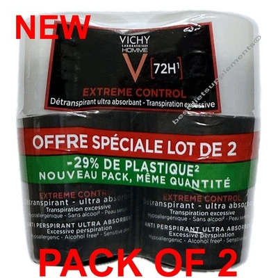 Vichy Homme 72HR Anti-Perspirant Deodorant Extrême Control 2 x 50ml  US Seller - Image 1 of 4
