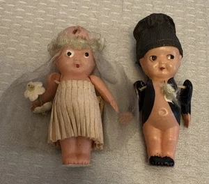 Figuras de novio Kewpie de celuloide vintage de los años 30 ligeras articuladas OT Japón - Imagen 1 de 12