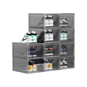 Large Clear Plastic Shoe Boxes Stackable, 10 Pack Drop Front Shoe Storage Box... - Picture 1 of 7