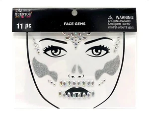 DIA DE LOS MUERTOS Silver Face Gems Decal - 11 pcs - Picture 1 of 1