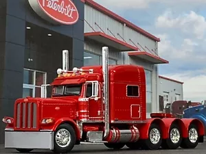 1/64 DCP RED PETERBILT 389 TRI AXLE W/ 70" MID ROOF SLEEPER - Picture 1 of 6