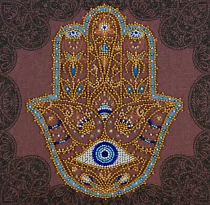 Kit ricamo perline ""Golden Hamsa"" taglia 7,9""x7,9"" / 20,0x20,0 cm - Foto 1 di 6