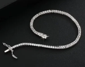 3.20CT Round Cut Natural Diamond Wedding GH/SI Tennis Bracelet 14k White Gold - Picture 1 of 15