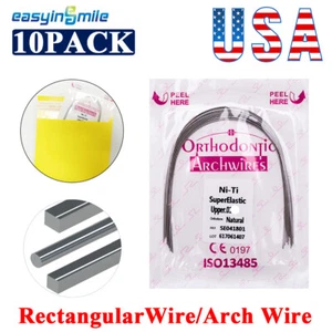 Dental NITI Archwire Rectangular Wires Elastic Orthodontic Brace Wire U/L 10Pack - Picture 1 of 22