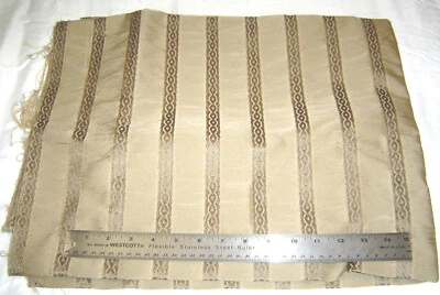 Dark Gold Striped Upholstery Fabric Remnant  - Image 1 of 3