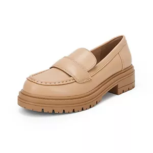 Women's Platform Penny Loafers Comfort Chunky Heel Slip On Business Work Dress 9 - Picture 1 of 3