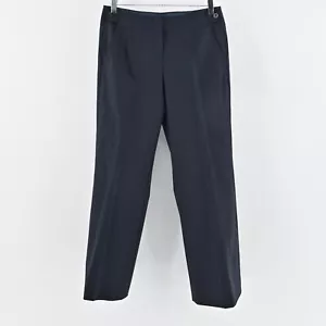 ELIE TAHARI Pants Womens Sz 6 Navy Blue Wool Blend Low Rise Straight Leg Trouser - Picture 1 of 11
