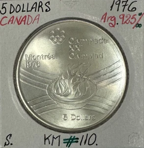 CANADA - 5 DOLLARS 1976 - Monnaie en argent - J.O de Montréal 1976 // FLAMME (1) - Picture 1 of 2