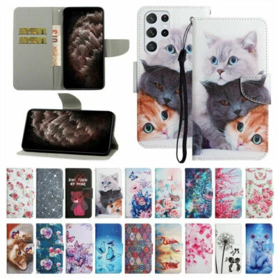 Painted Flip Leather Wallet Phone Case For Samsung S20 S21 S22 Ultra S20 FE 5G - Image 1 of 4