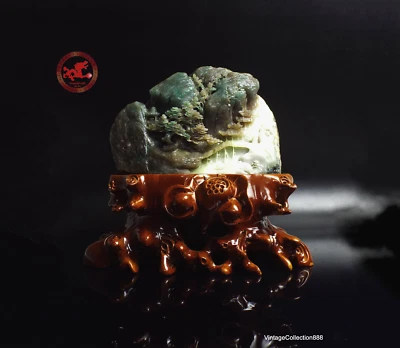 Statue Chinese dushan Jade carving landscape 7.5inch - 19cm, Shanzi carved - Image 1 of 4
