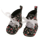 Puppenshuhe Puppen Schwarz Blumen Stiefel Schuhe F&#252;r 18 Zoll Doll 7cm