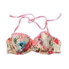 Floozy Padded Colorful Maximalist Bright Floral Swim Top Bikini 34b