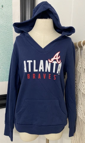 NEW Women's MLB Atlanta Braves Navy Fanatics Sweatshirt Hoodie Jacket MEDIUM Cover