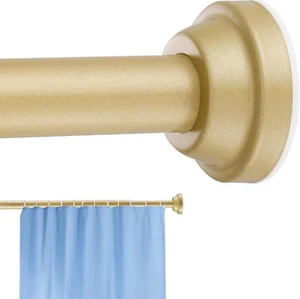 Gold Shower Curtain Rod Tension Adjustable 30 to 76 Inch Spring Stainless Steel - Picture 1 of 12