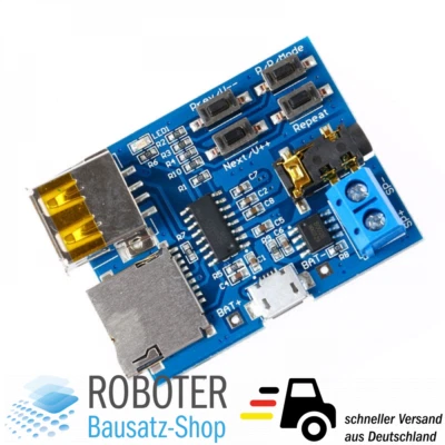 MP3 Audio Modul SD-Karte USB Decoder Verstärker Player 5V MicroUSB - Bild 1 von 4