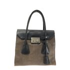 Auth PRADA - BN2665 Dark Brown Black Leather Handbag