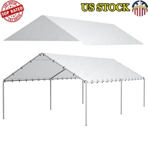 10"x20" Carport Canopy Replacement Cover Waterproof UV Protection W/ Bungee Cord - Picture 1 of 8