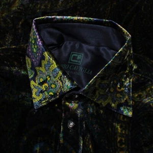 Fabio Caviglia NWOT Casual Button Down Shirt Size Small in Multicolor Velvet - Picture 1 of 9