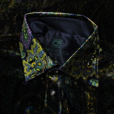 Fabio Caviglia NWOT Casual Button Down Shirt Size Small in Multicolor Velvet - Image 1 of 4