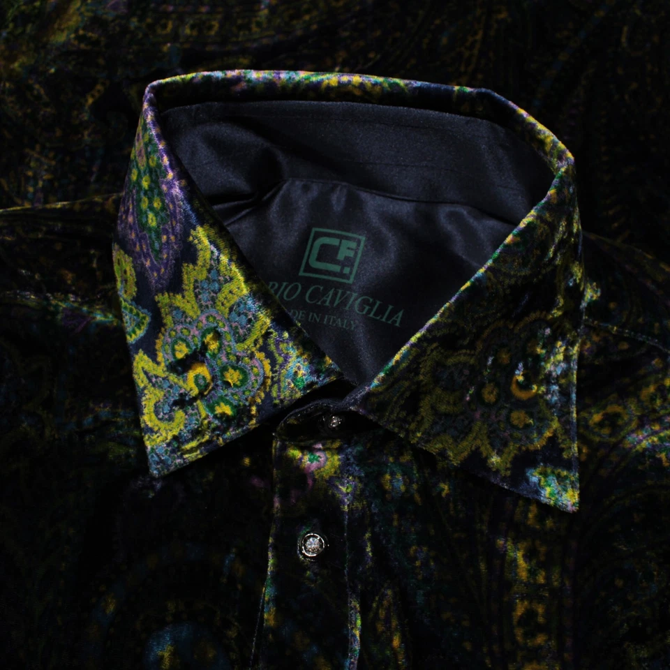 Fabio Caviglia NWOT Casual Button Down Shirt Size Small in Multicolor Velvet - Image 1 of 4