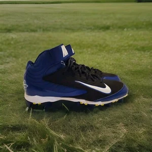 Nike Huarache Keystone Mid Black Royal Blue Baseball Cleats Mens Size 11.5 - Picture 1 of 9