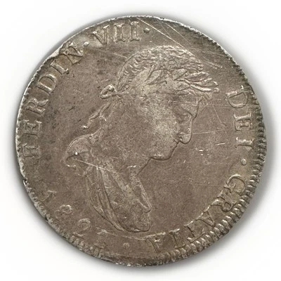 1821 Spanish Portrait Dollar. Piece Of eight. Americas First Silver Dollar. - Image 1 of 4