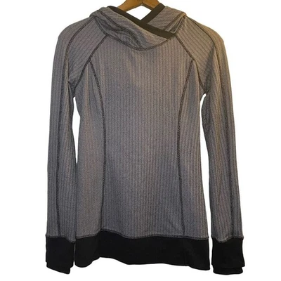 Sudadera con capucha Lululemon Think Fast para mujer talla 4 jaspeada espiga negra agujeros para el pulgar Foto 1 de 4