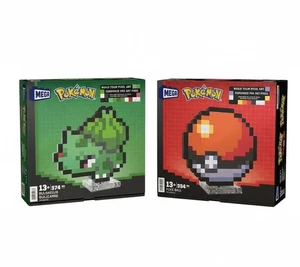 MEGA BLOKS Pokémon Pixel Art Lot of 2 Bulbasaur & Poké Ball Sets NEW SEALED - Picture 1 of 5