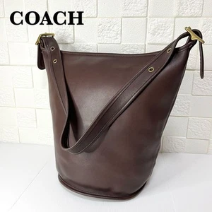 Vintage COACH 9085 Bucket Shoulder Bag Dark Brown Leather Made in USA #2050 - Picture 1 of 12