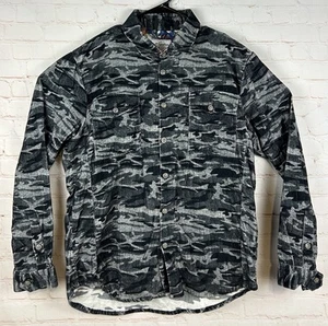 Robert Graham CAMOUFLAGE Corduroy Button Shirt Men's MEDIUM M Gray Black Camo - Picture 1 of 6