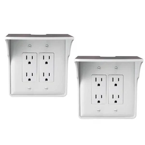 2 Pac White Double Wall Outlet Shelf-Home Wall Shelf Organizer for Outlets, P... - Picture 1 of 6