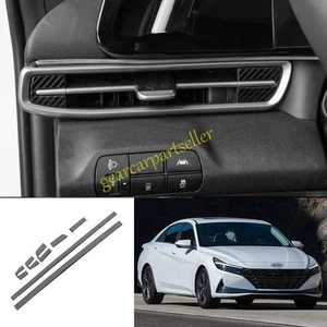 For Hyundai Elantra 2021~2024 Steel Carbon Fiber Center Console Air Vent Strip - Picture 1 of 9