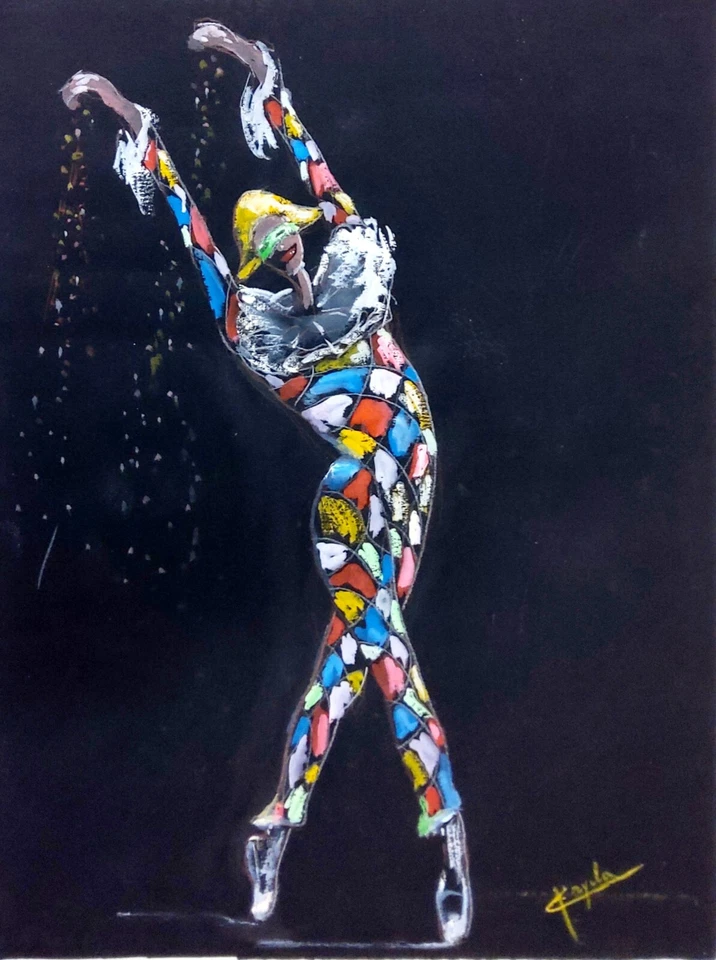 ARLEQUIN - Peinture gouache sur papier  signée - 33x26 cm - Photo 1/1