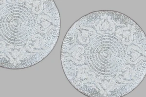 Set Of 6 Silver Placemats, Luxury Beads Tablemat, Designer Charger Plate 13X13In - Foto 1 di 7