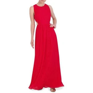 BCBGMAXAZRIA Womens Red Full Length Pleated Evening Dress Gown 4 BHFO 0606 - Picture 1 of 3