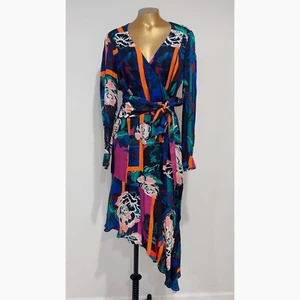 Parker NY Women's Floral Silk Blend Asymmetric Long Sleeve Lorelei Dress Size 4 - Picture 1 of 7