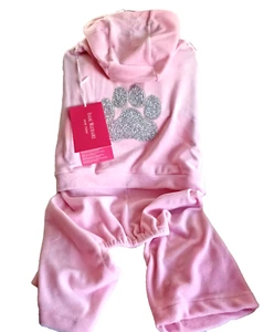Isaac Mizrahi BLING Dog Clothes,Pet HoodieTracksuit 1pc.Velour LIGHT PINK Large - Picture 1 of 5