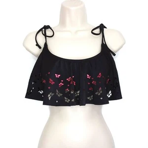 Joe Boxer Juniors Pink/Black Cutout Bikini Top - Size Medium - Picture 1 of 7
