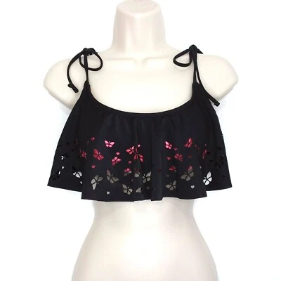 Top de bikini Joe Boxer Juniors rosa/negro recortado - talla mediana Foto 1 de 4