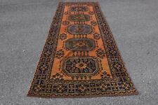 Orange runner rug, Vintage rug, Turkish rug, Bohemian rug, 4 x 10.8 ft DC10107