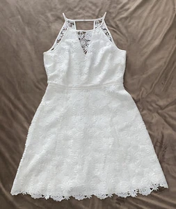 VESTIDO DE ENCAJE WHITE HOUSE BLACK MARKET AJUSTE AND FLARE TALLA 10 NUEVO CON ETIQUETAS - Imagen 1 de 6