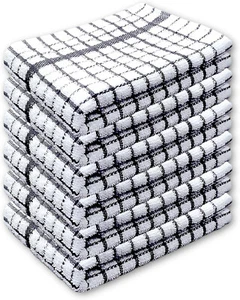 6x Large Terry Tea Towels 45x65cm – 100% Cotton Luxury Check Soft Kitchen Towels - Picture 1 of 26