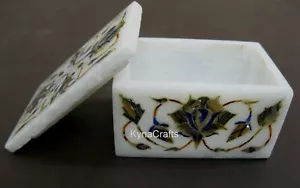 Marmor Schmuck Box Halbedelstein Einlage Arbeit Broschen Box 3 x 2 Zoll - Bild 1 von 6