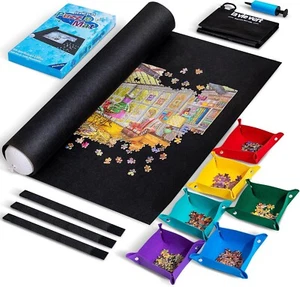 Jigsaw Puzzle Mat Roll Up with 6 Color Sorting Trays, Store and Transport Puz... - Picture 1 of 7