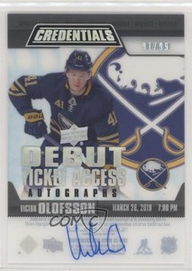 2019 Credentials Debut Ticket Access Acetate /99 Victor Olofsson Rookie Auto RC