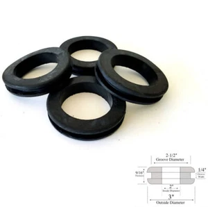 Paquete de 4 bujes de cableado de ojal de goma, 2" ID, ranura de 1/4", se adapta a orificios de 2-1/2" - Imagen 1 de 5