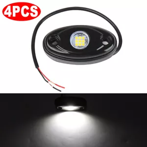 4PCS White LED Rock Light Pods Underbody Glow Lamp Offroad SUV Pickup Truck UTV - Foto 1 di 10