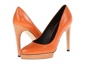 NIB $1195 Calvin Klein COLLECTION DEMI leather heels pump shoes Fire/stingray 10 - Picture 1 of 6